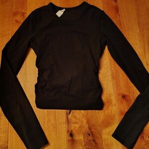 Lululemon Crossback Ribbed Black  Long-Sleeve Ribbed Women's Top Size 2